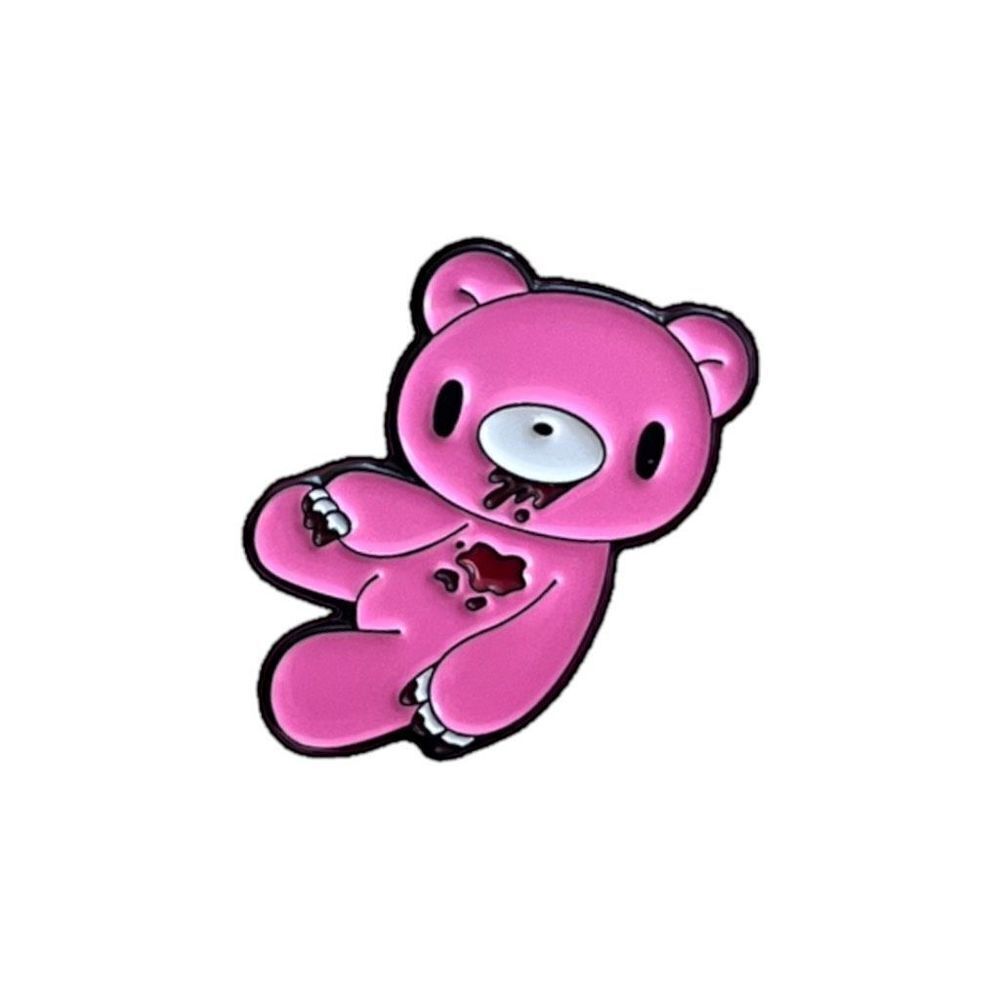 New Pink Gloomy Bear Enamel Pin Scary Horror Cartoon Halloween